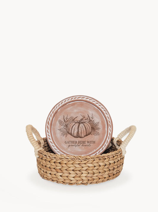 Bread Warmer & Basket - Pumpkin Round